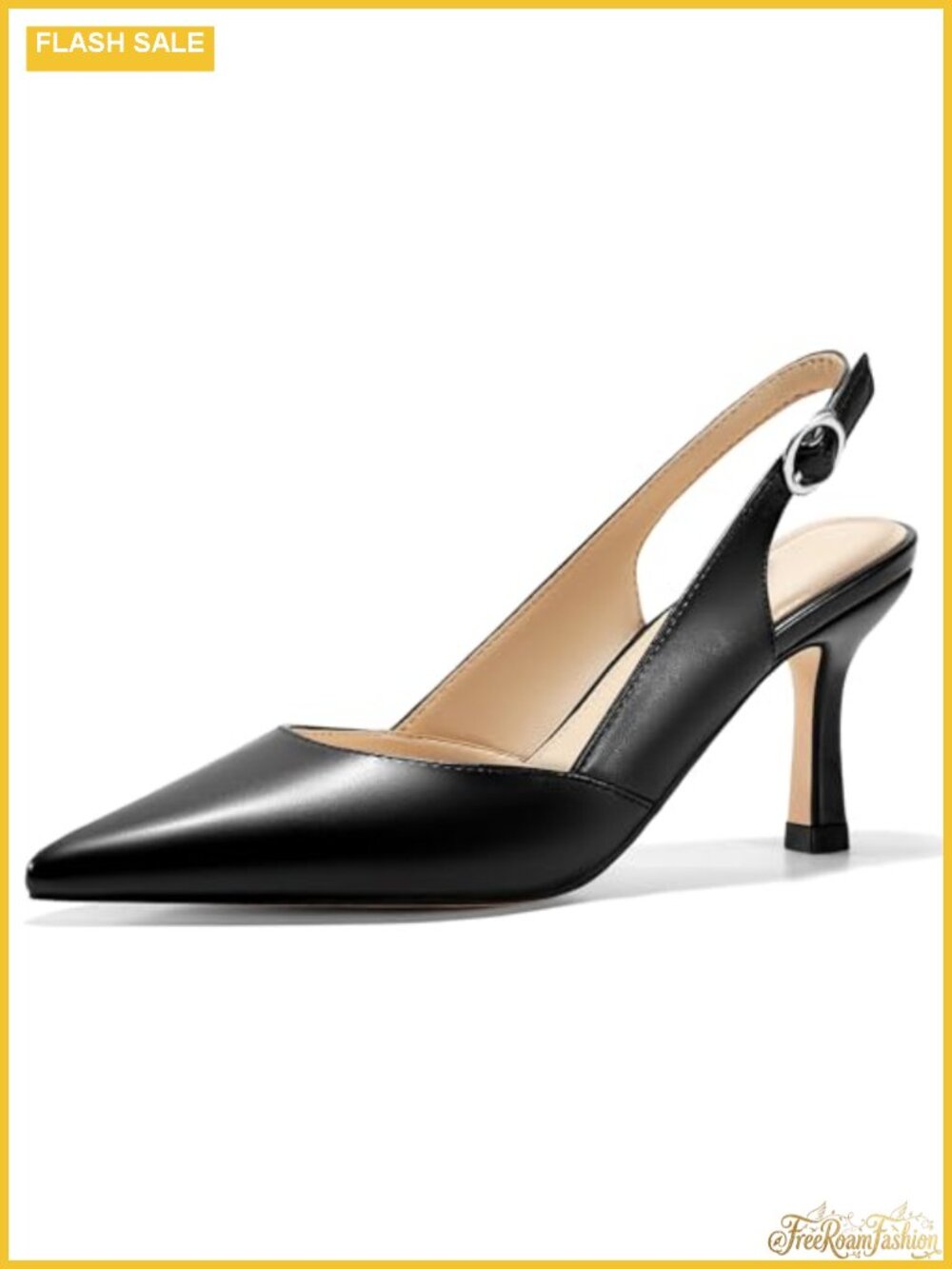Faux Leather Kitten Heel Slingback Pointed Toe Wedding Party Dress Pumps